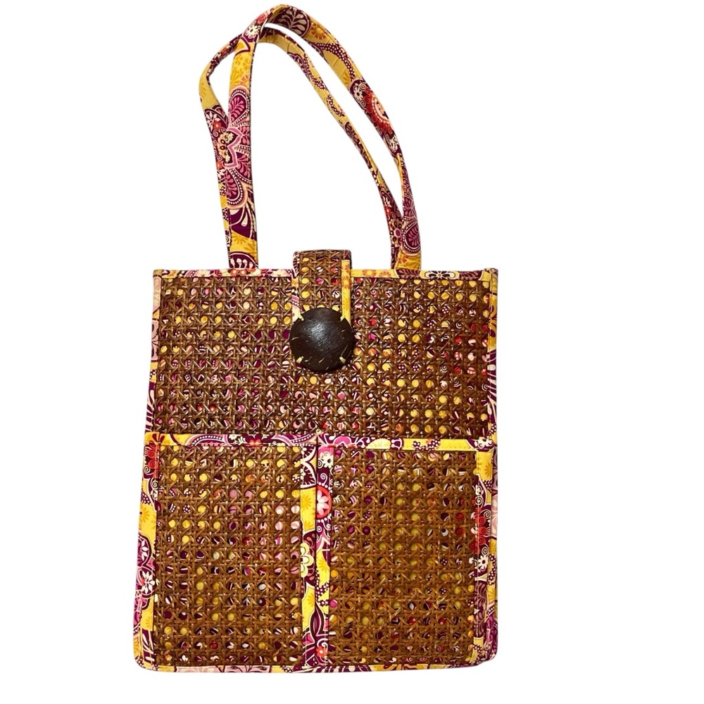 Vera Bradley Rattan Tiki Tote Bag Bali Gold